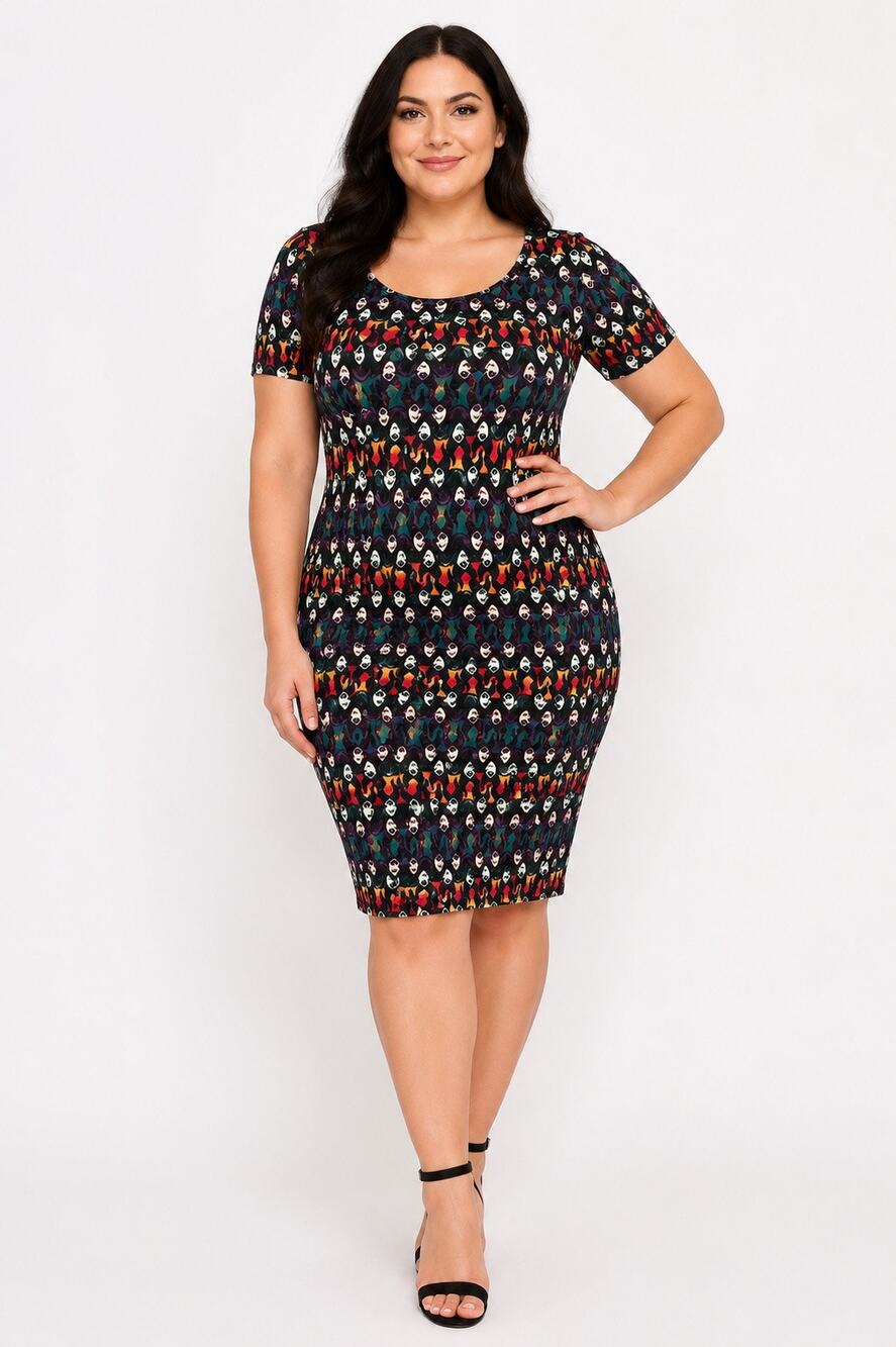 LuLaRoe Disney Villains Maleficent Julia Sheath Dress Womens 2XL Halloween Print